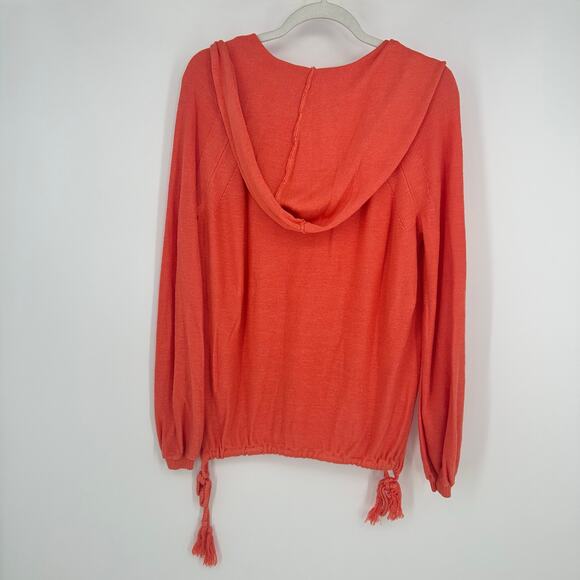 FREE PEOPLE Optimistic Linen Blend Hoodie Pullover Sweater XS Oversized Coral - Picture 5 of 12